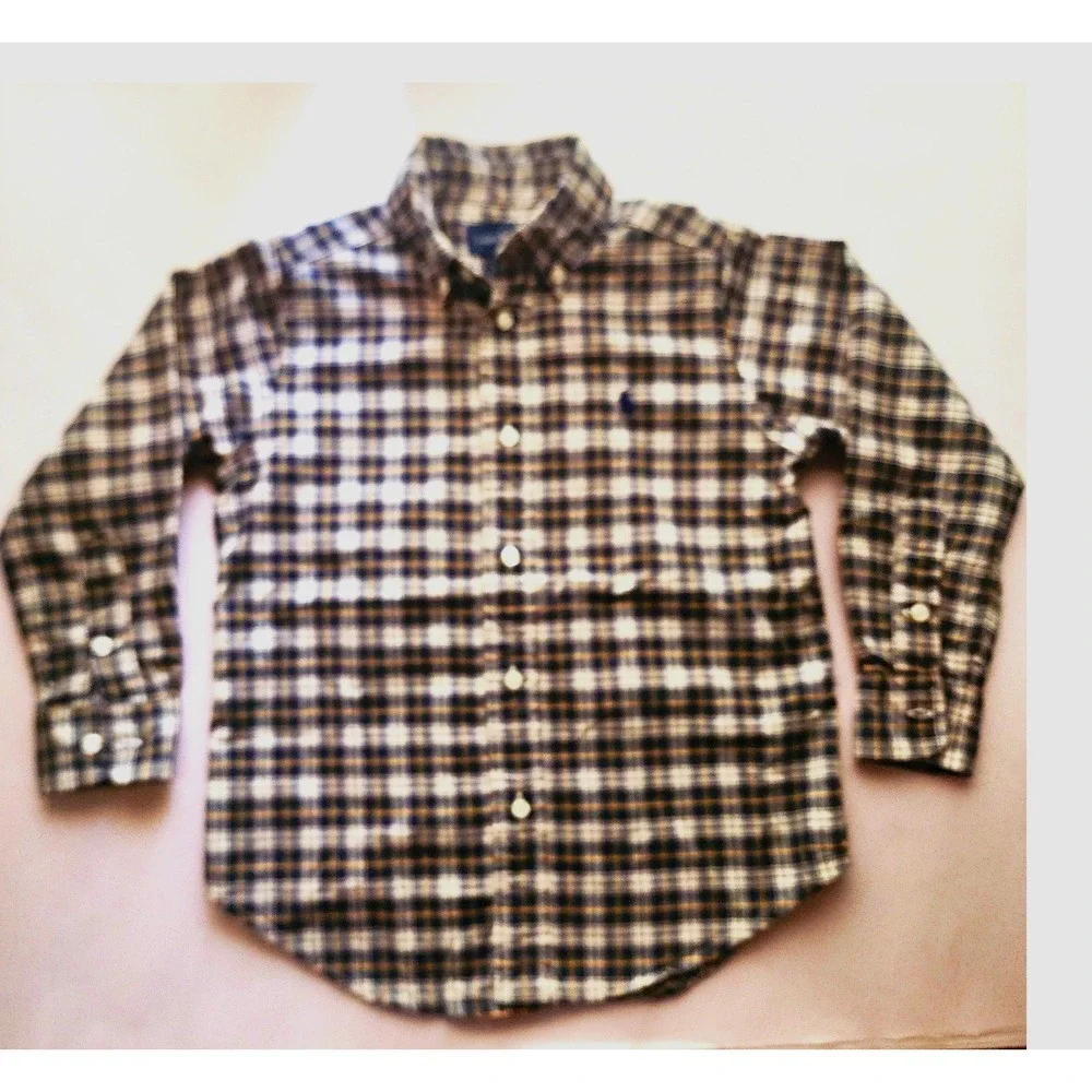 Ralph Lauren Boys Plaid Button Down Shirt 4| Back 2 School‎ Pics Preppy Playdate